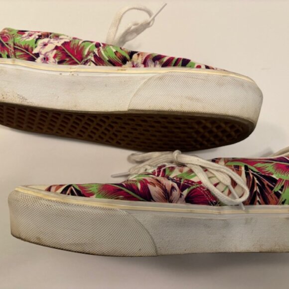 Vans Off the Wall Womens Classic Platform Purple Green Leaf 7.5 - Picture 5 of 8